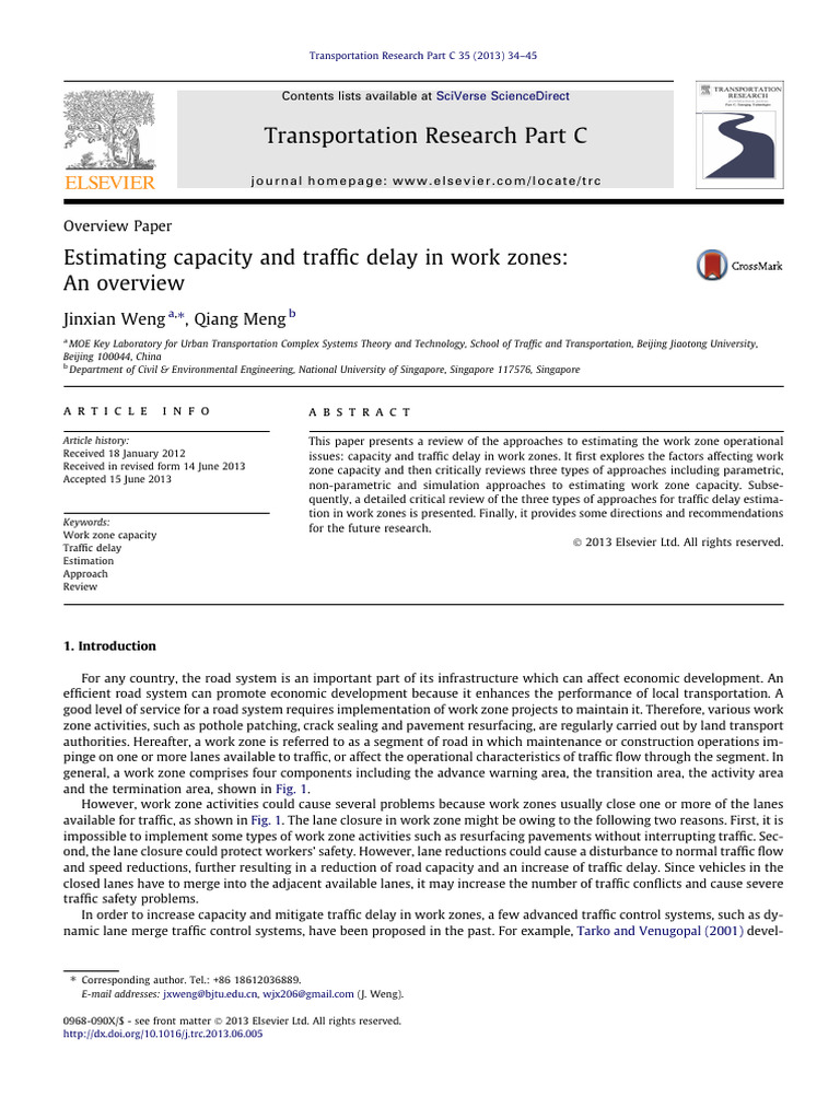 Work Zone Capacity and Delay Estimation | PDF | Simulation | Traffic