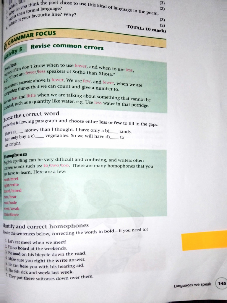 Common Language Errors and Homophones | PDF | Linguistics