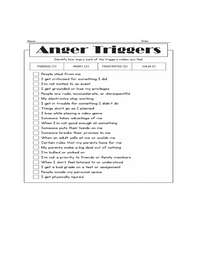 Anger Triggers Identifying Worksheets 13221 280291.Jpg | PDF