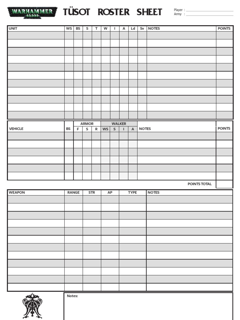 Tüsot Roster Sheet for Players | PDF | Military Vehicles | Armoured ...
