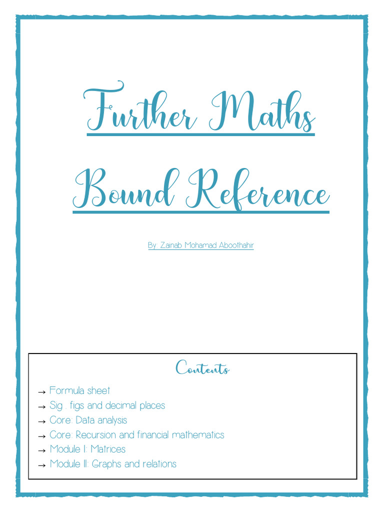 Further Maths Formula and Data Analysis | PDF | Matrix (Mathematics ...