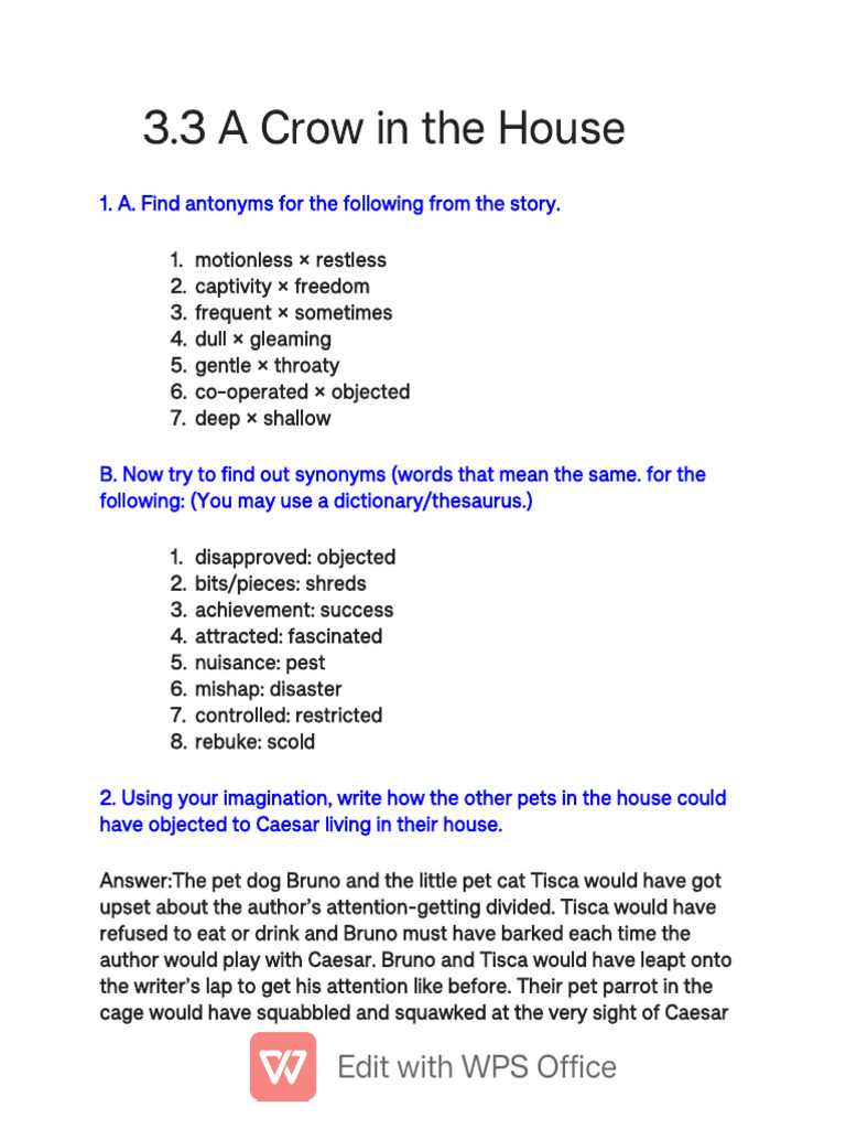 Antonyms and Synonyms from 