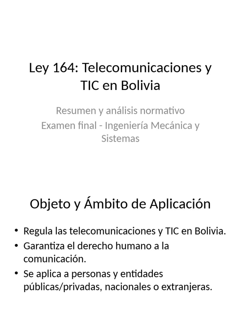 Ley 164 Resumen 10 Diapositivas | PDF