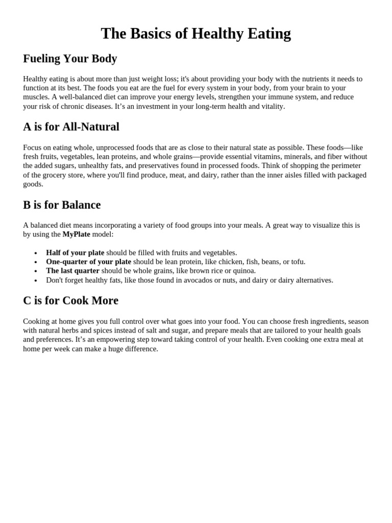 Essential Guide to Healthy Eating | PDF