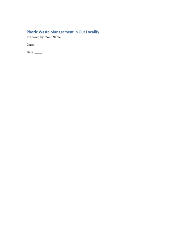 Local Plastic Waste Management Study | PDF | Waste Management | Waste