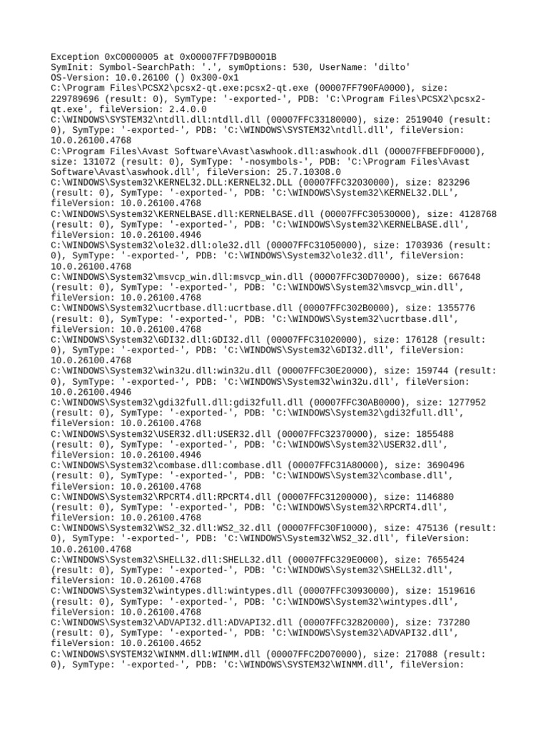 PCSX2 Error Report and DLL Versions | PDF | Computer File | Computing