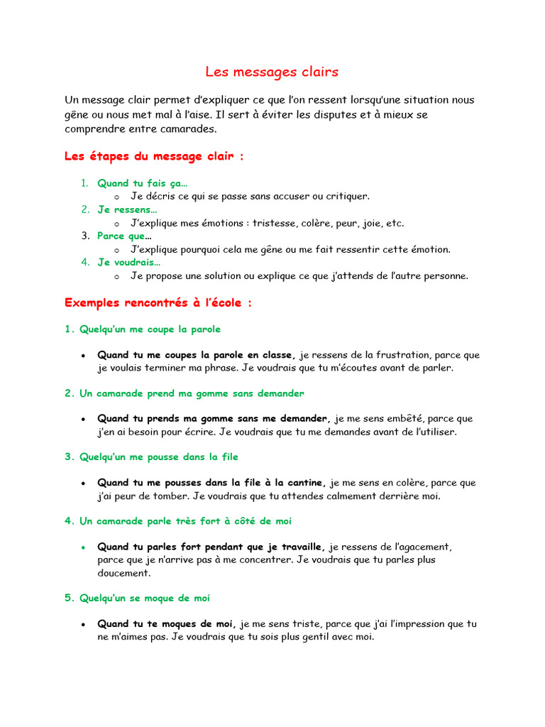 Messages clairs pour mieux communiquer | PDF