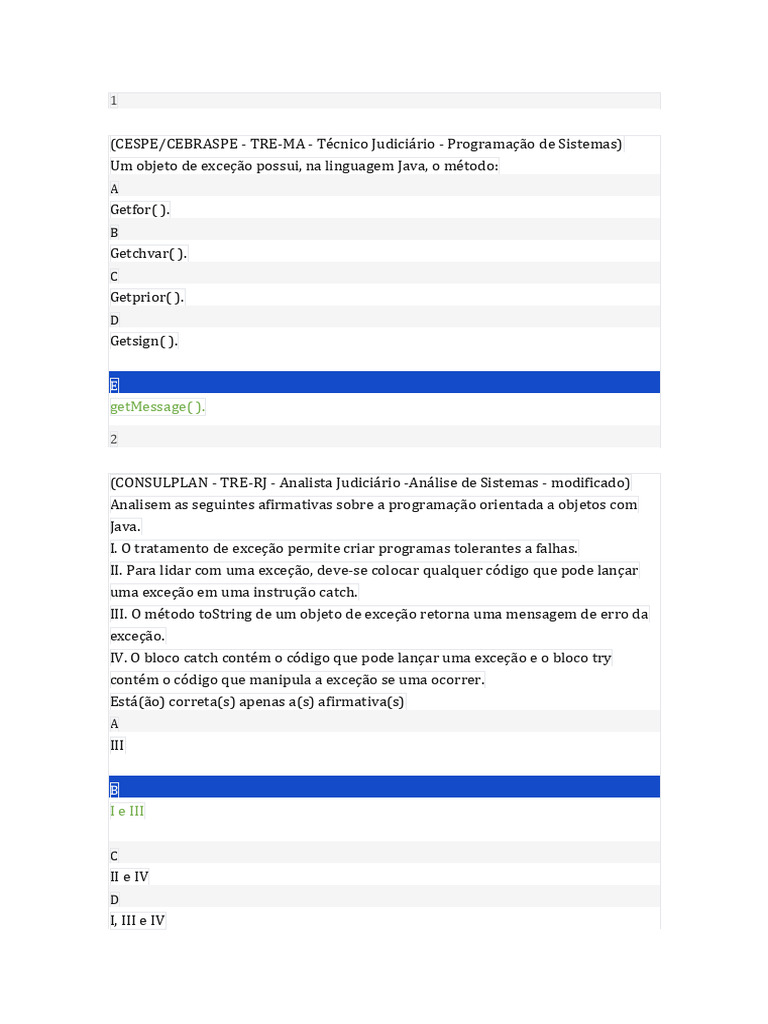 Exceções e Threads em Java: Questões e Respostas | PDF | Thread ...