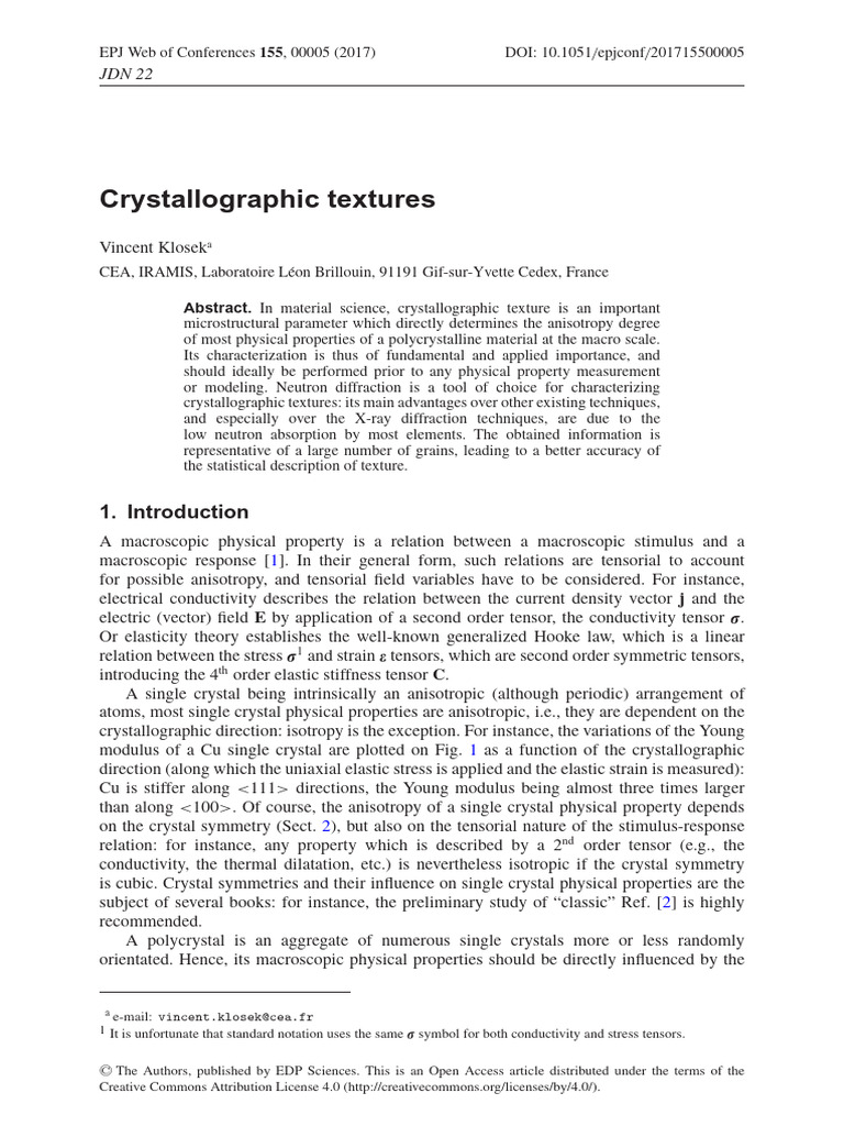 Crystallographic Textures | PDF | Crystallite | Anisotropy