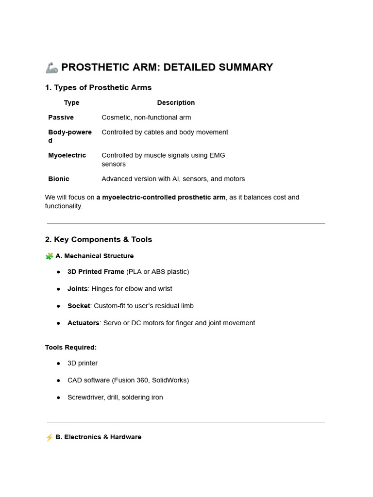 Myoelectric Prosthetic Arm Guide | PDF | Prosthesis | Electrical Connector