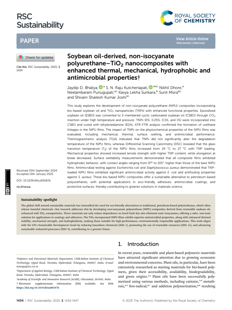 RSC Sustainability: Paper | PDF | Polyurethane | Polymers