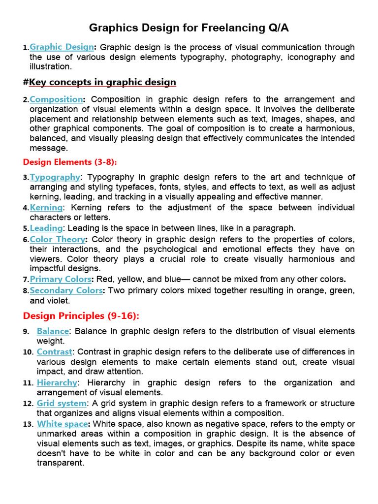 Graphic Design Essentials Q&A Guide | PDF | Graphic Design | Pixel