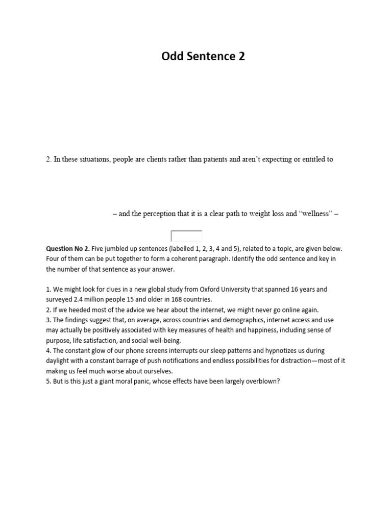Identify Odd Sentence in Jumbled Texts | PDF | Intermittent Fasting