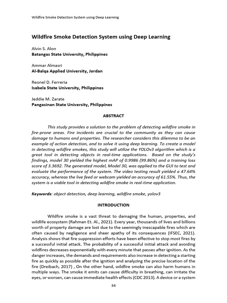 3.+wildfire Smoke Detection System Using Deep Learning Rev 1 | PDF ...