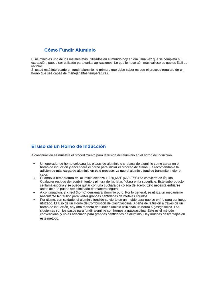 Cómo Fundir Aluminio | PDF | Ciencias fisicas | Rieles