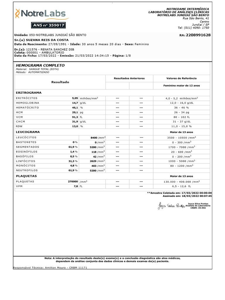 Resultados de Exames Laboratoriais 2022 | PDF | Hipercolesterolemia ...