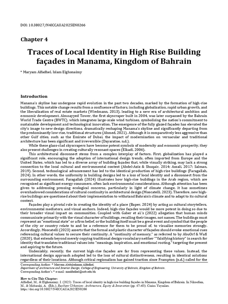 Local Identity in Manama's High-Rise Façades | PDF | Identity (Social ...