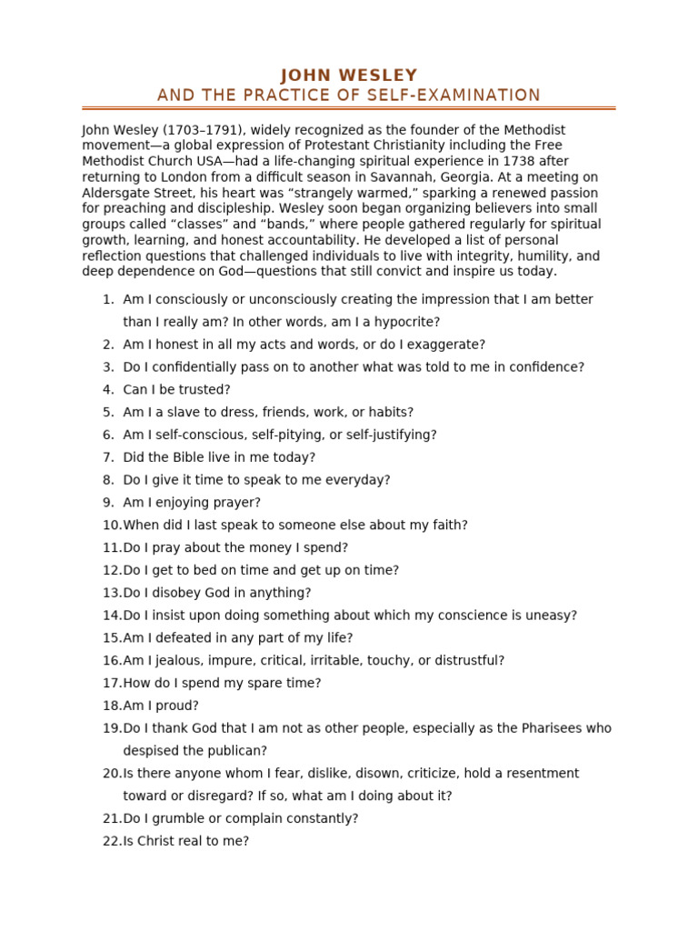 Wesley's Self-Examination Questions | PDF