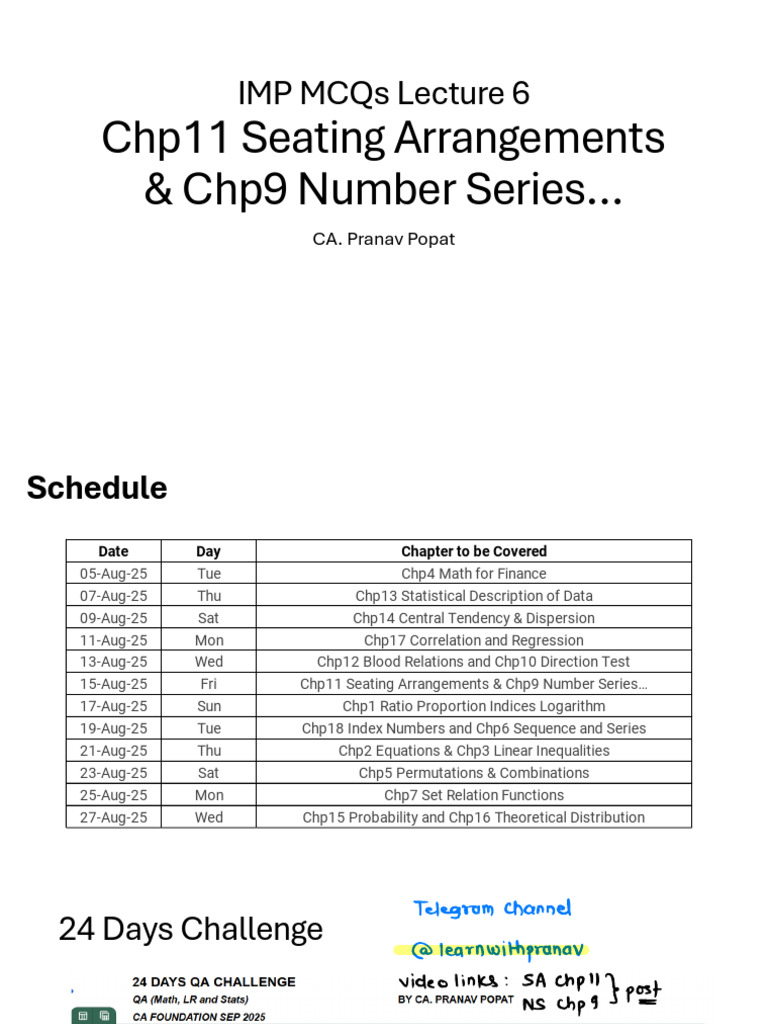 CA Foundation Quantitative Aptitude MCQs | PDF | Statistics | Mathematics