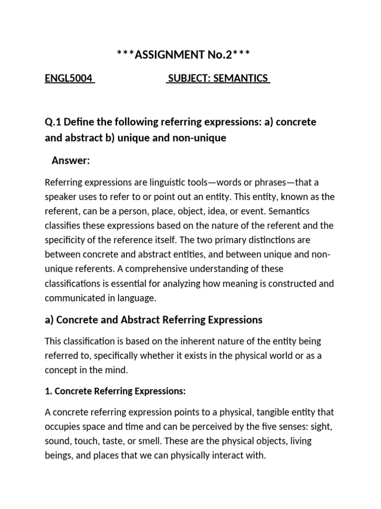 Referring Expressions in Semantics | PDF | Clause | Verb