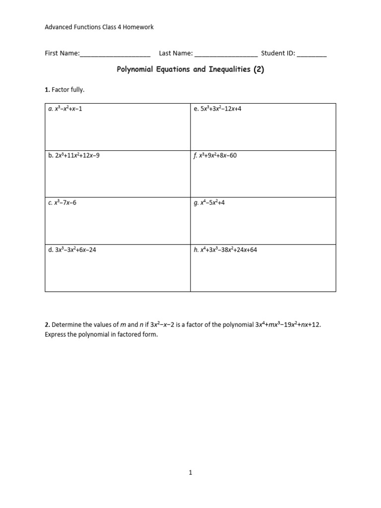 Class04 Summer Advanced Functions Homework July 10-13 | PDF