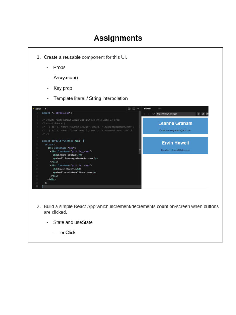 React UI Component and Counter App Guide | PDF