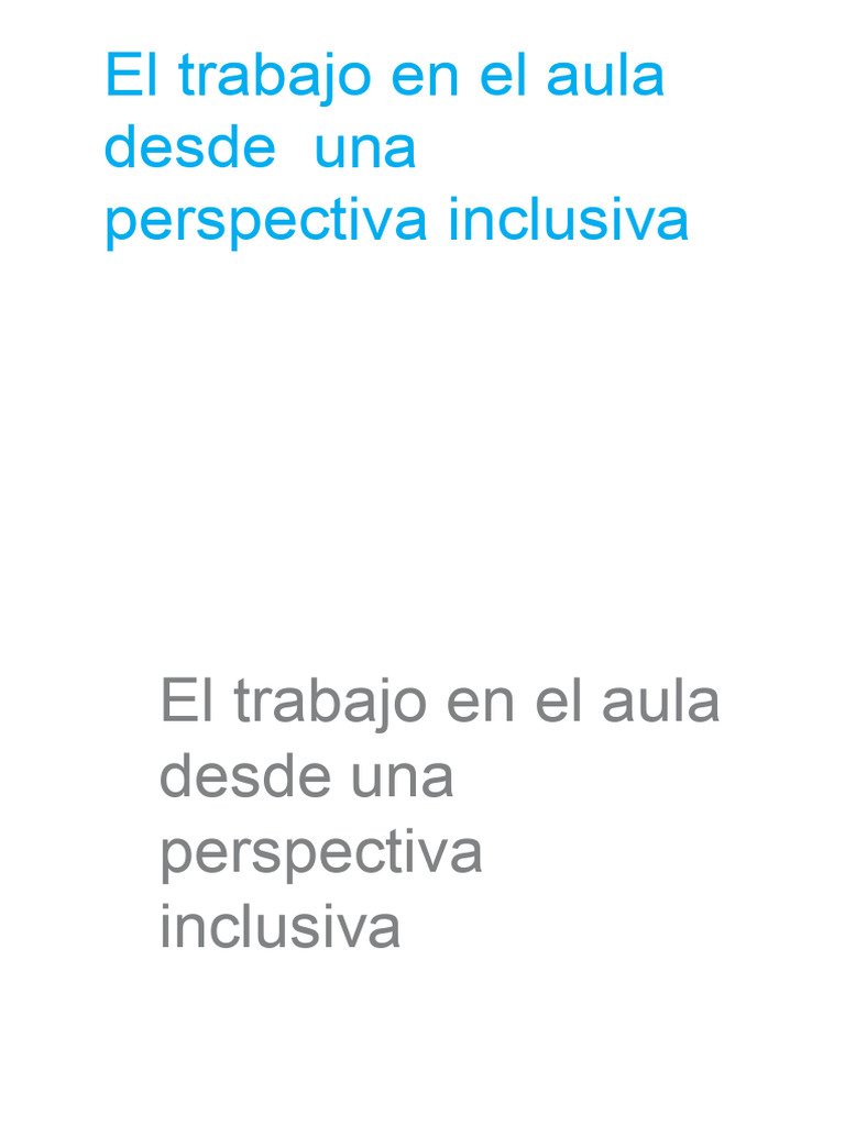 Trabajo - Aula - Perspectiva - Inclusiva | PDF | Enseñando | Plan de ...