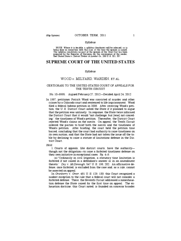 Court Discretion and Statute of Limitations Waivers in Habeas Corpus