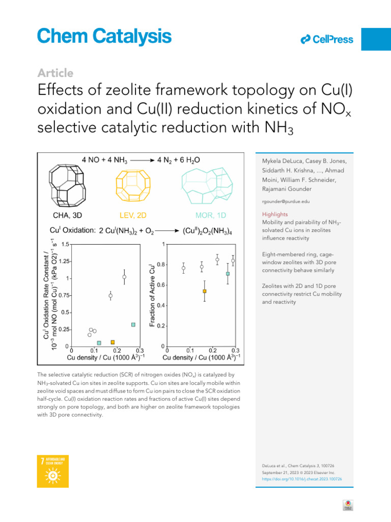 Zeolite Topology Effects on Cu Kinetics | PDF | Zeolite | Ammonia