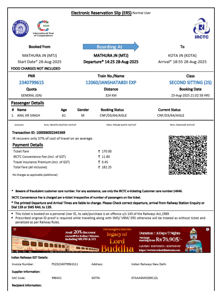 Janshatabdi 12060 Seat Map Details | PDF | Identity Document | Payments