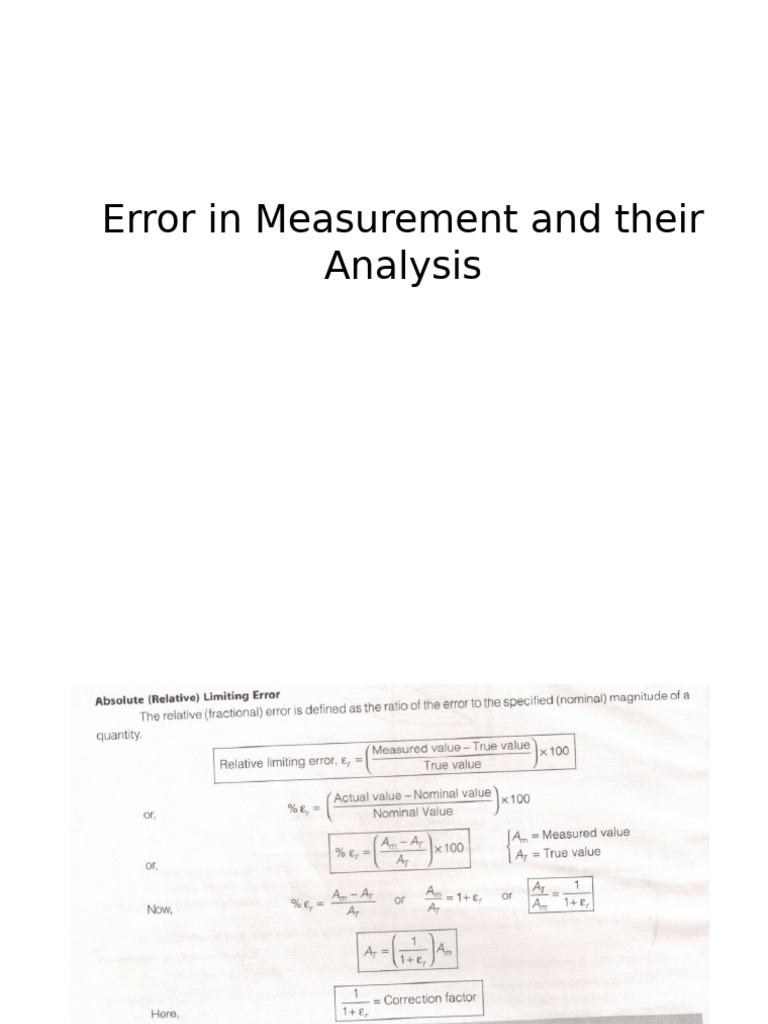Error in Measurement and Their Analysis | PDF