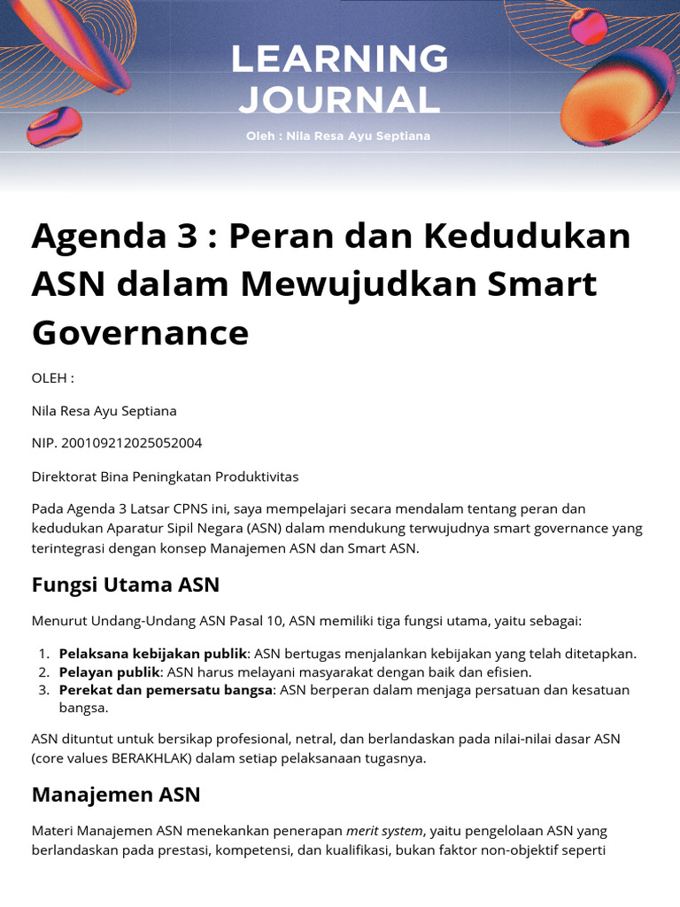Peran ASN dalam Smart Governance | PDF
