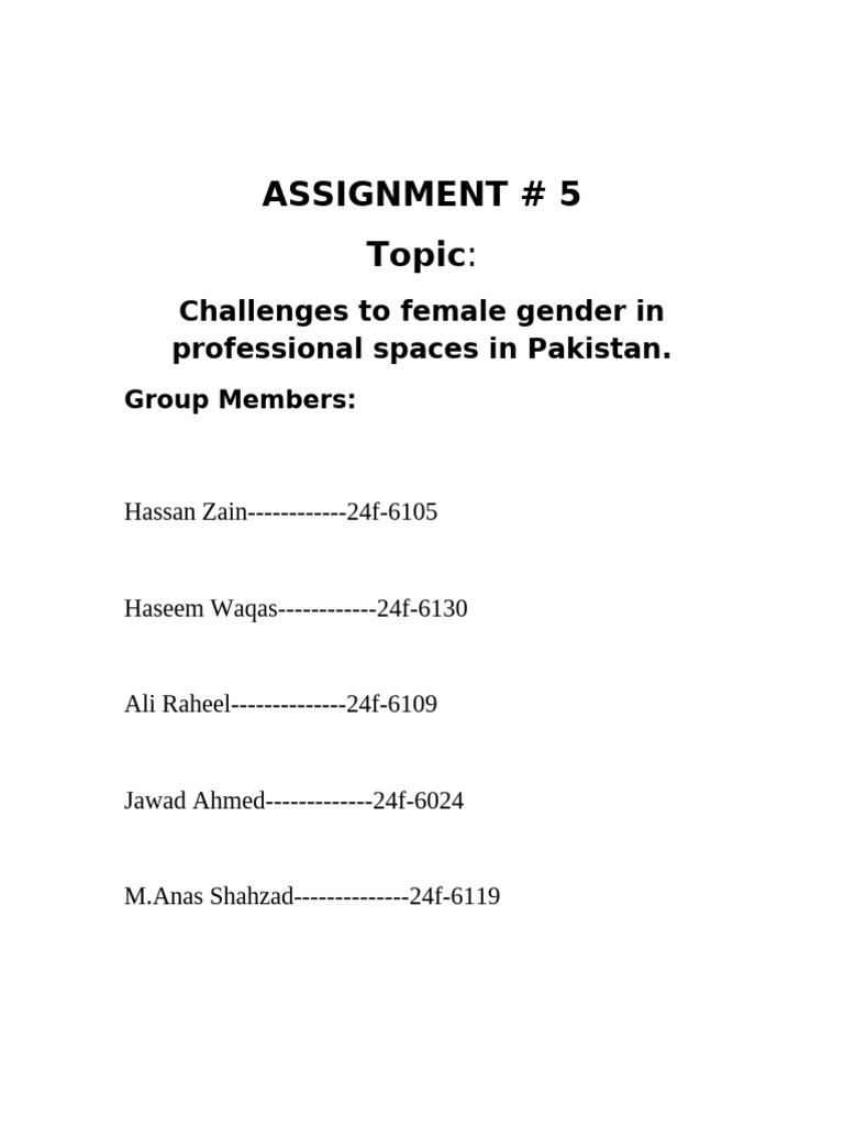 Challenges To Female Gender in Professional Spaces in Pakistan | PDF ...