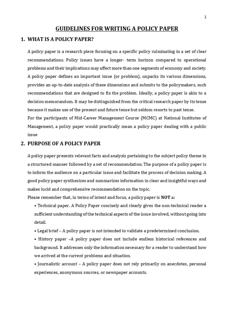Writing Effective Policy Papers Guide | PDF | Policy | Analysis
