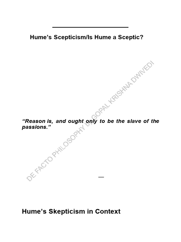 Model Answer Week 7 Hume | PDF | Skepticism | David Hume