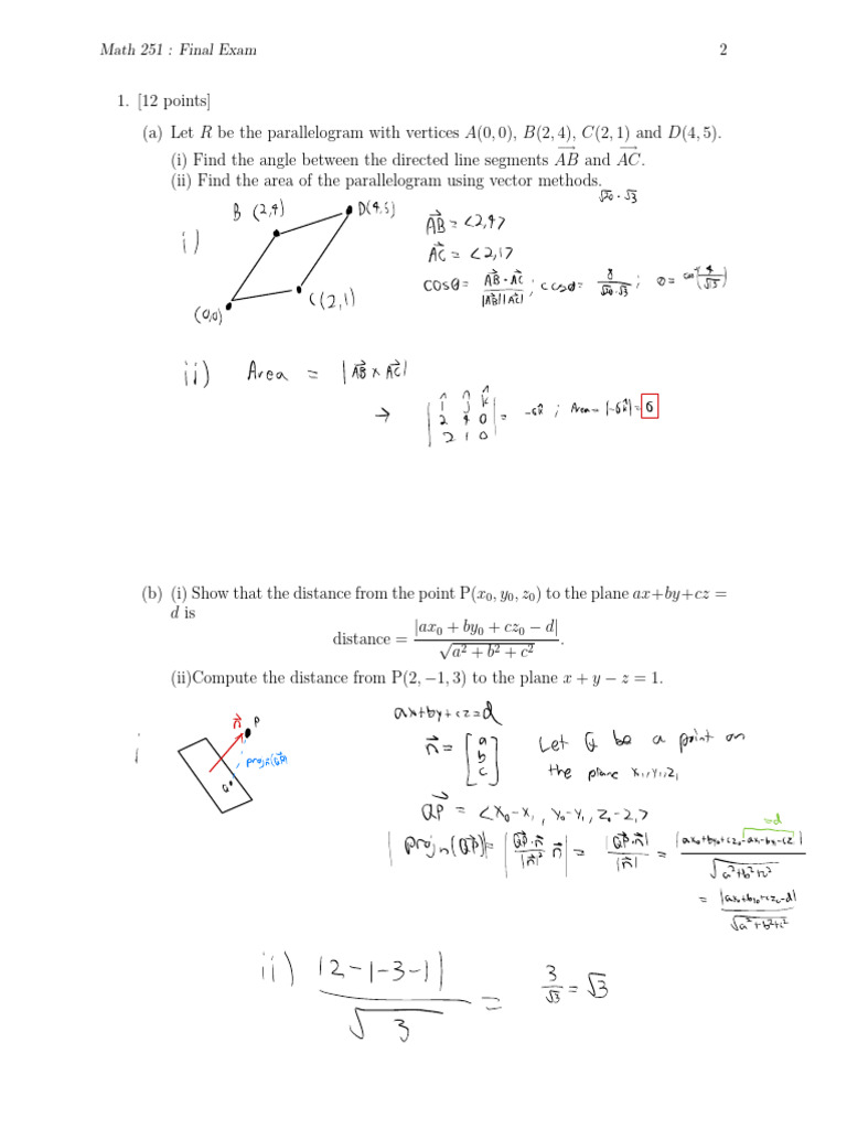 Math 251 Final Exam Overview | PDF | Differential Geometry | Euclidean ...