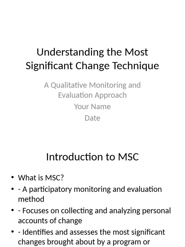 Most Significant Change Technique Guide | PDF | Focus Group