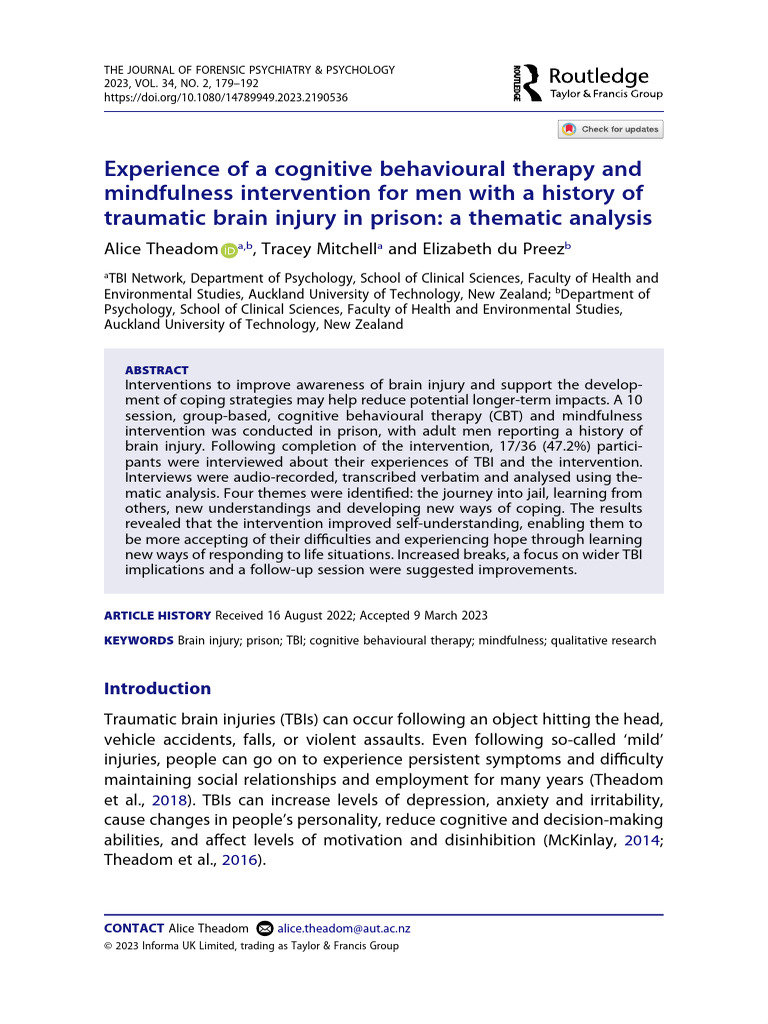 Cognitive Behavioural Therapy | PDF | Traumatic Brain Injury ...