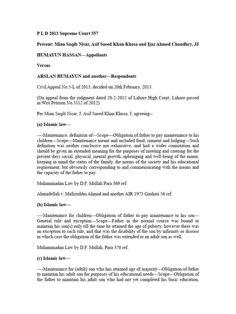 Supreme Court Ruling on Child Maintenance | PDF | Judgment (Law ...
