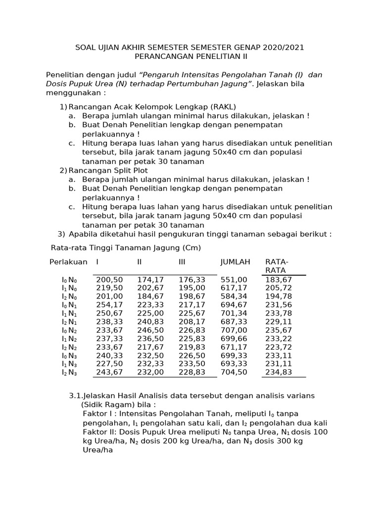 Soal Uas Perancangan Penelitian II 12821 | PDF