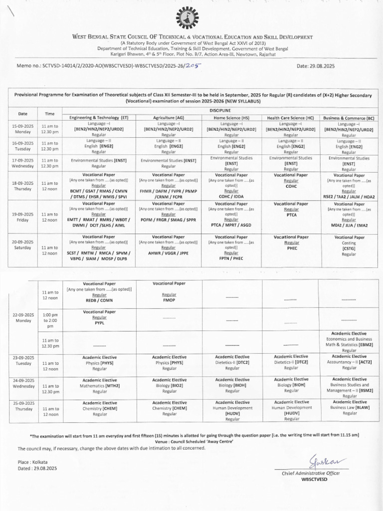Routine Sem III 2026 | PDF