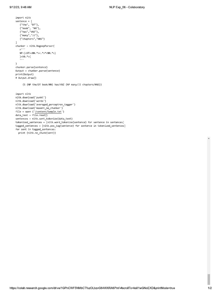 NLP Exp 6 | PDF