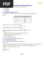 Representation of Signed Numbers: 1. Sign-Magnitude (SM) Representation