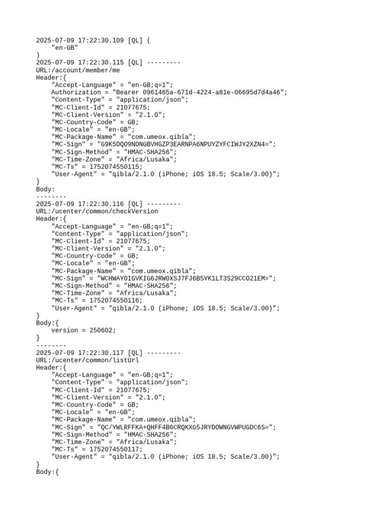 Qibla App API Request Log | PDF | Ios | Mobile Software