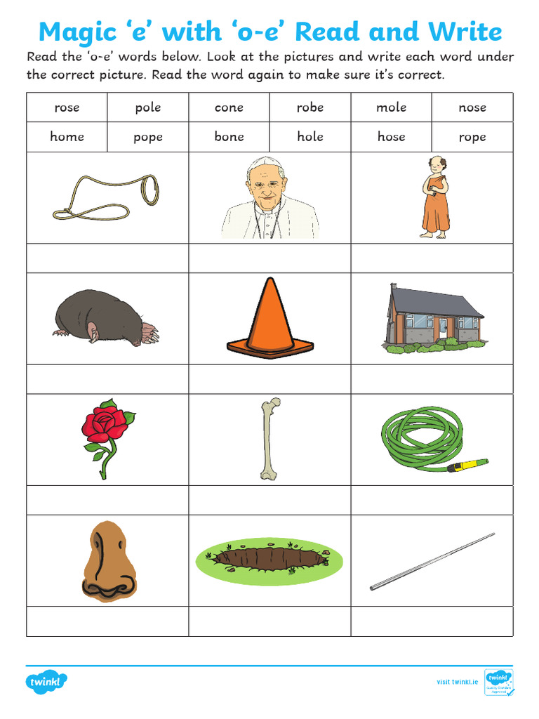 Roi L 53754 Magic e With Oe Read and Write Activity Sheet English Ver 2 ...