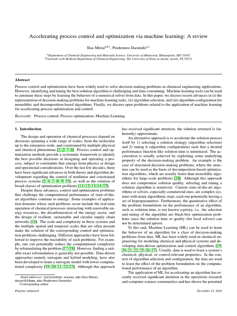 Machine Learning in Process Optimization | PDF | Linear Programming ...