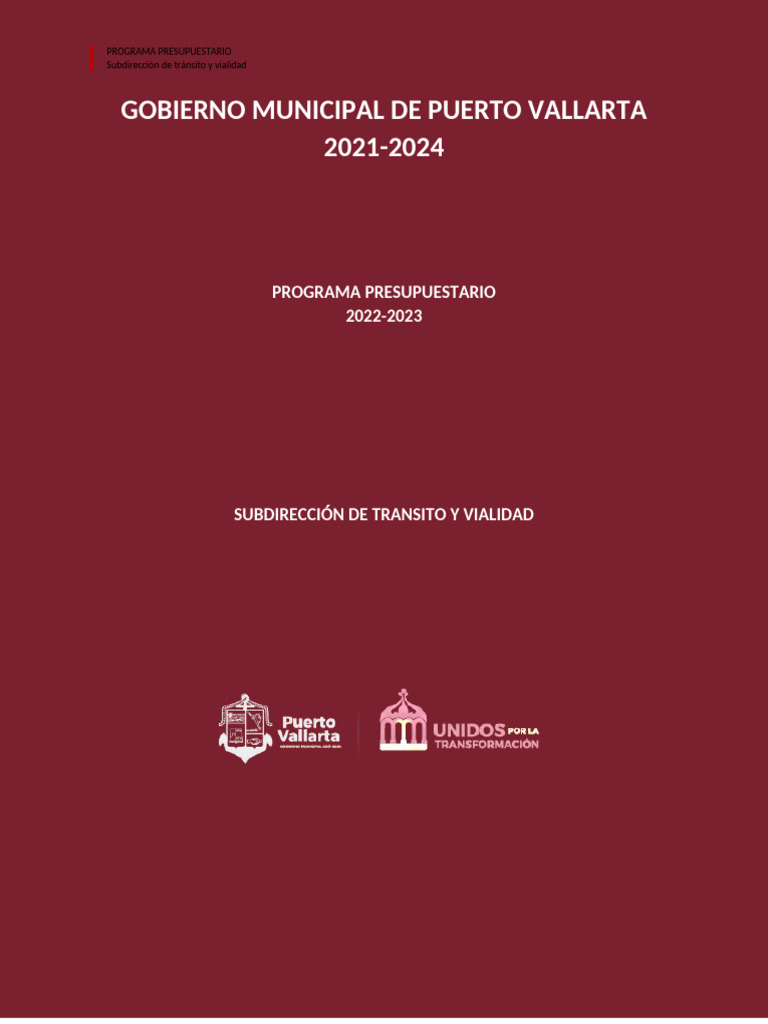 PP 2023 Transito y Vialidad | PDF | Seguridad vial | Administración Pública