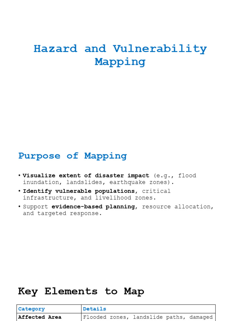 Hazard and Vulnerability Mapping Guide | PDF