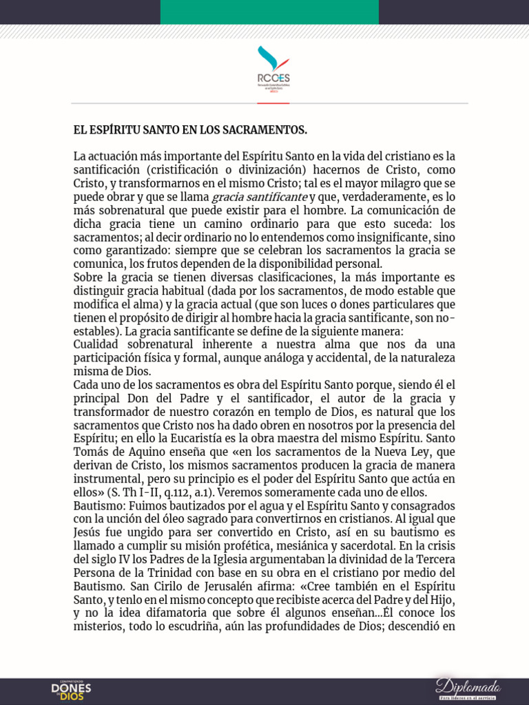 El Espíritu Santo en los Sacramentos | PDF | Cristo (título) | Gracia ...