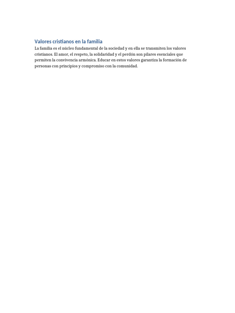 Valores cristianos en la familia | PDF